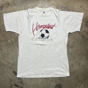 Vintage 90s Homestead Soccer White Shirt
